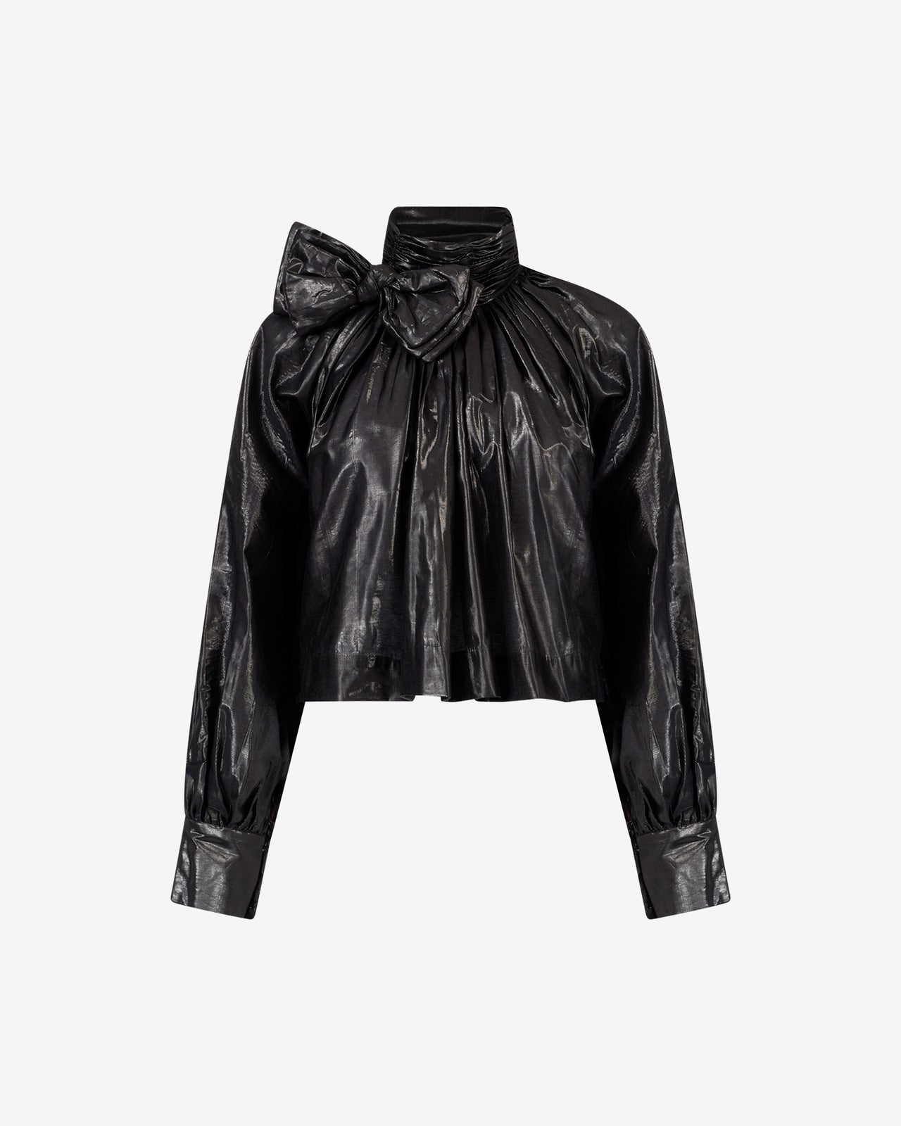 Blouse Virginie - Noir : Blouse courte en fil lurex tissé noir Mes Demoiselles - Image 7