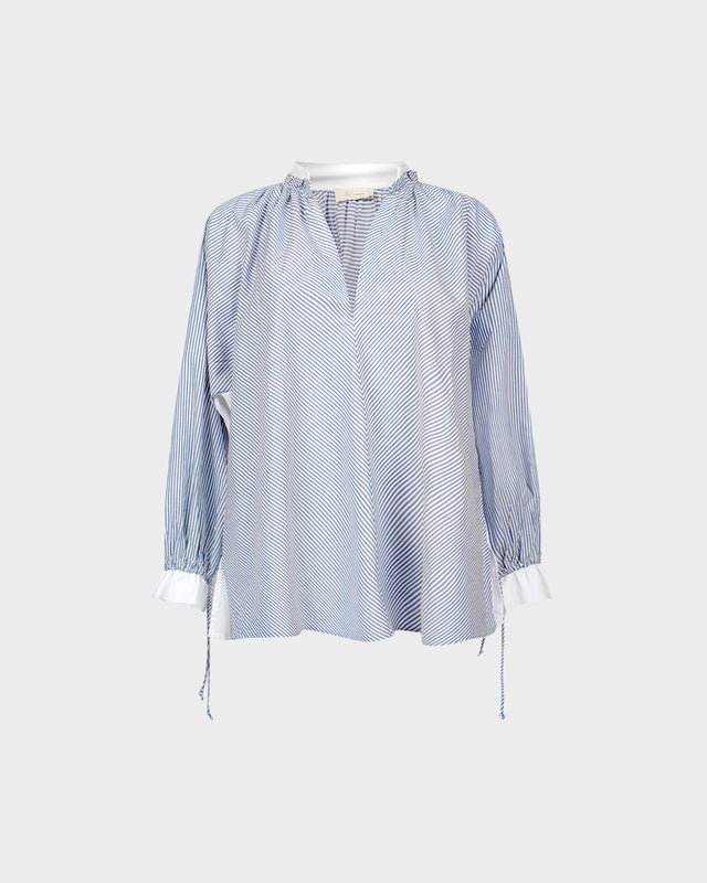 Blouse Wally - Gris : Blouse en coton rayé grise Mes Demoiselles - Dernière image