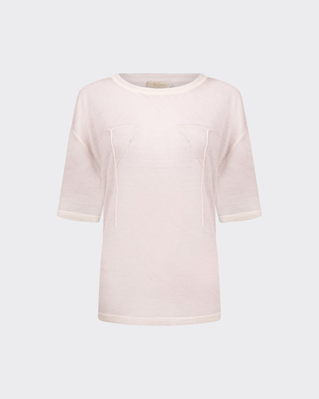Pull Xoan - Rose : T - shirt en laine mérinos rose Mes Demoiselles - Dernière image
