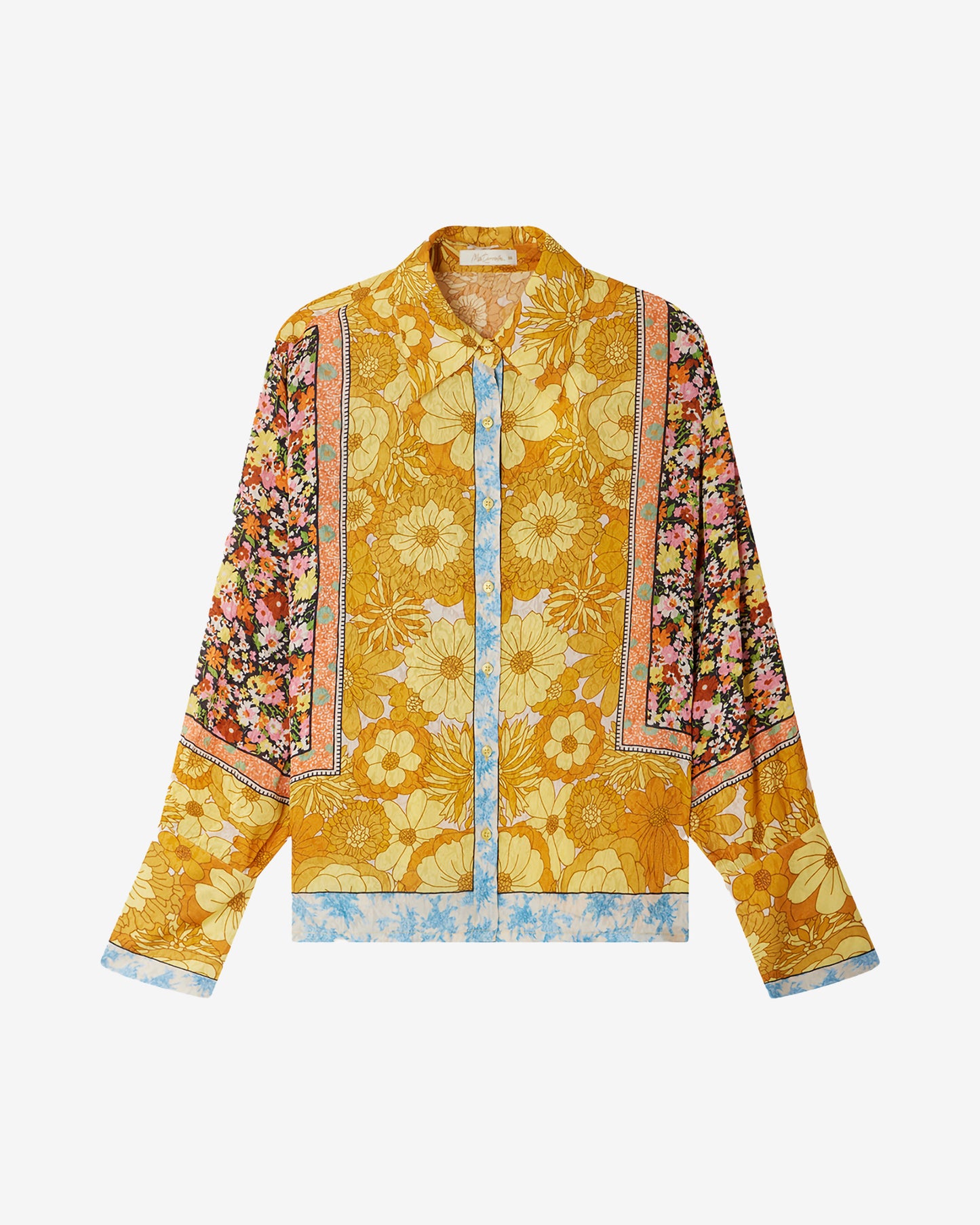 Chemise Cally - Jaune : Chemise droite en viscose jacquard imprimé floral Mes Demoiselles