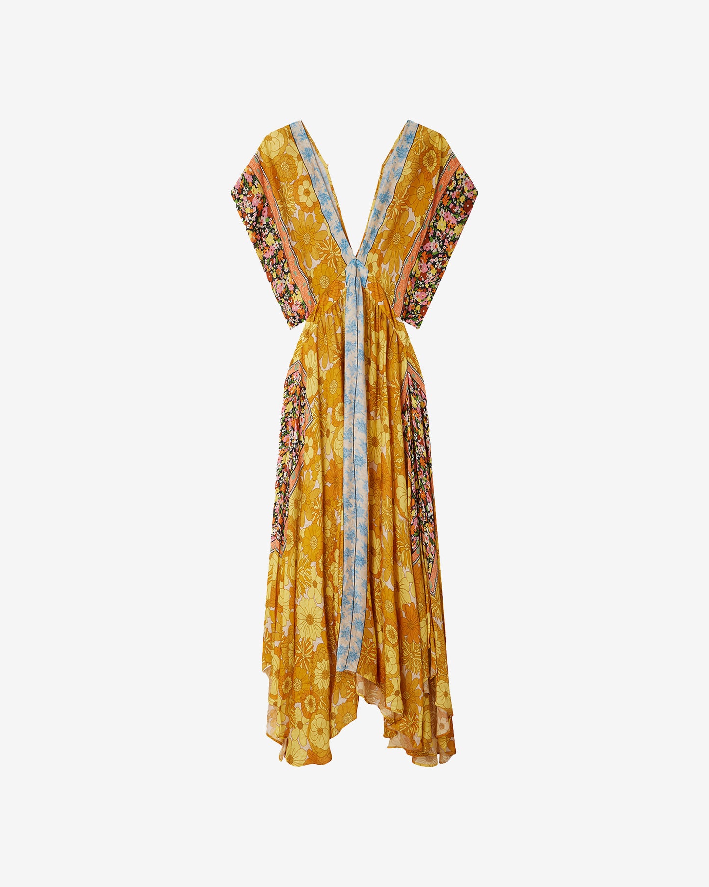 Robe Carly - Jaune : Robe longue en viscose jacquard imprimé floral Mes Demoiselles
