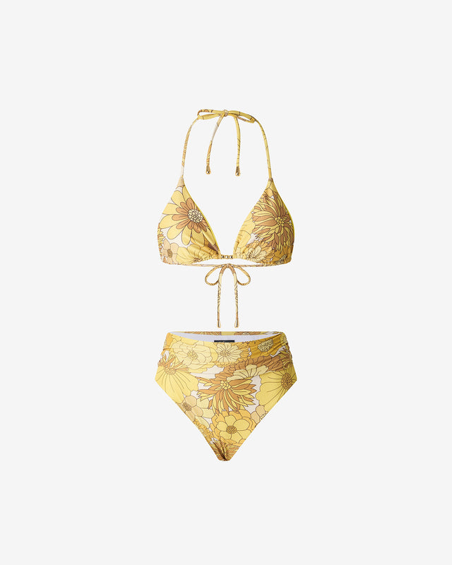 Maillot De Bain Flavien - Jaune : Maillot de bain 2 pièces en imprimé floral rétro & détails perlés Mes Demoiselles - Dernière image