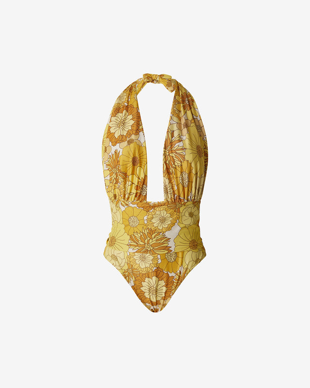 Maillot De Bain Flower - Jaune : Maillot de bain 1 pièce en imprimé jaune floral rétro Mes Demoiselles - Dernière image