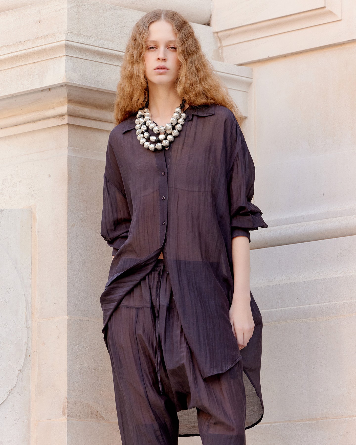 Chemise Lao - Gris Violine