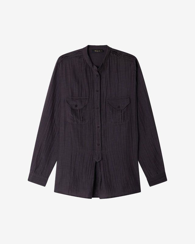 Chemise Lenny - Gris Violine : Blouse chemise en gaze de coton et soie grise Mes Demoiselles - Dernière image