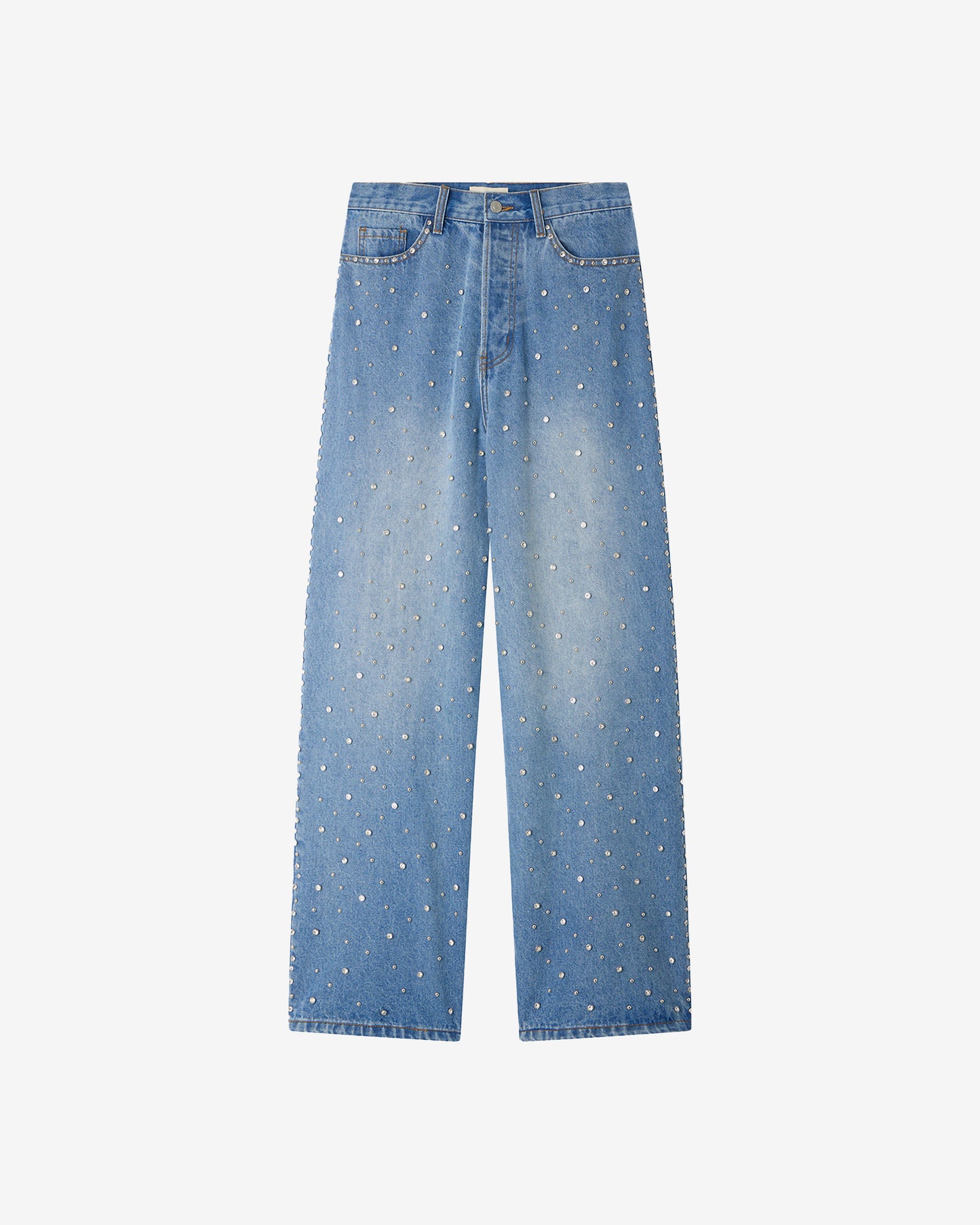 Jeans Manny - Bleu : Jean oversize denim avec détails argentés Mes Demoiselles