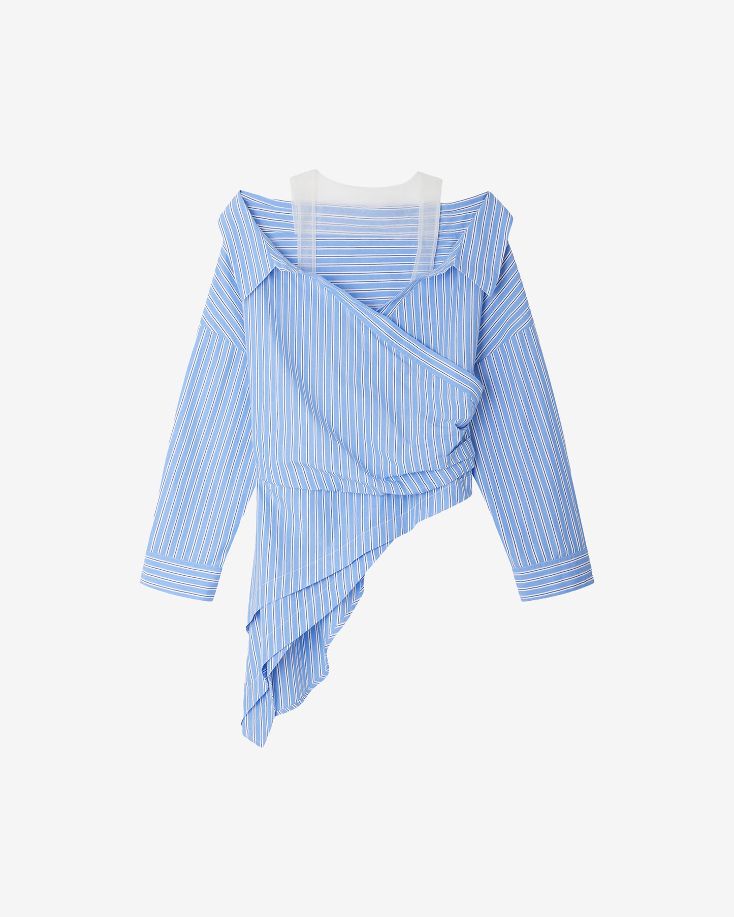 Blouse Philu - Bleu : Blouse délicate en popeline de coton rayée bleu ciel Mes Demoiselles