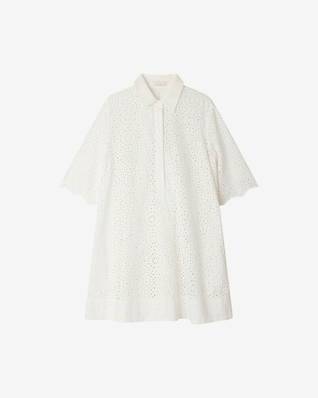 Robe Rose - Blanc : Robe délicate en broderie anglaise blanche Mes Demoiselles - Dernière image