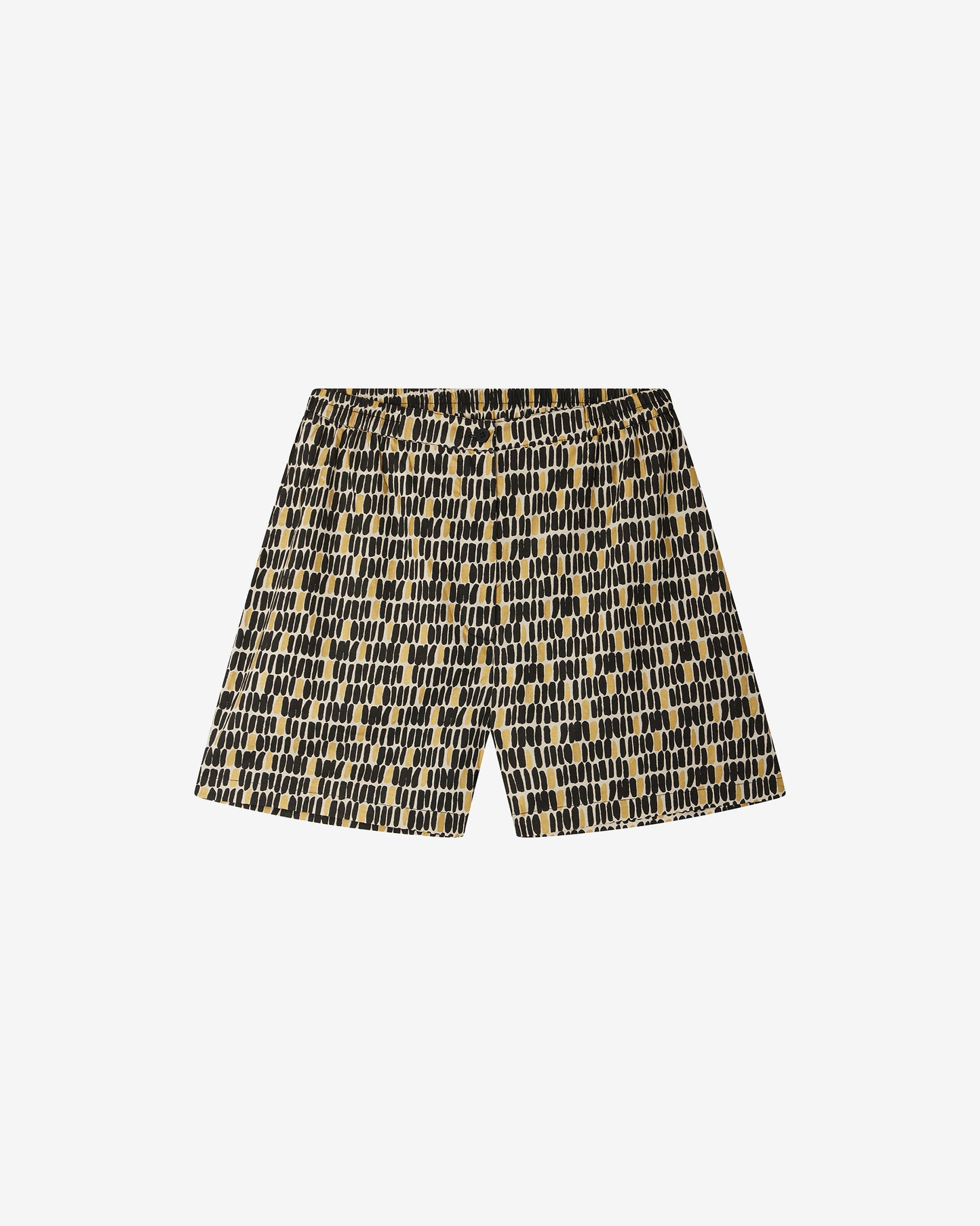 Short Suria - Noir : Short long en popeline de coton noir or et beige Mes Demoiselles