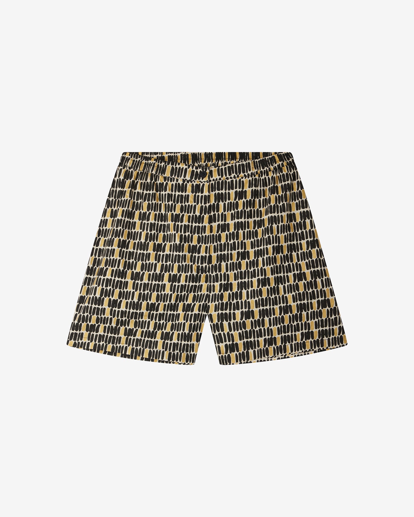 Short Suria - Noir : Short long en popeline de coton noir or et beige Mes Demoiselles