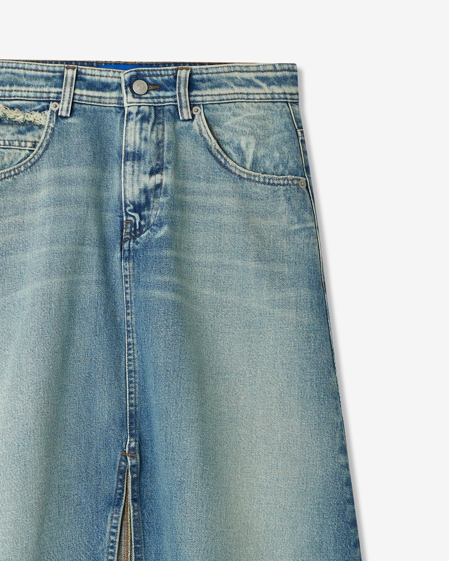Jupe longue en denim washed blue – esprit western - Jupes & shorts Mes Demoiselles