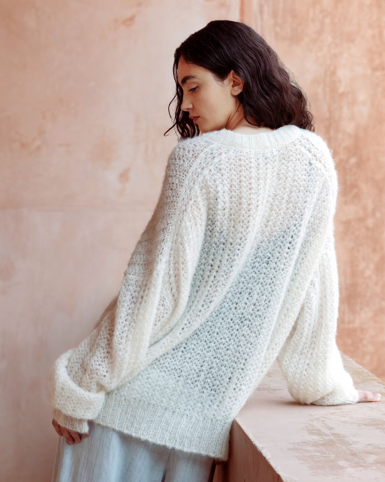 Cardigan Arisse - Ivoire : Cardigan ivoire en alpaga brossé Mes Demoiselles - Image 6