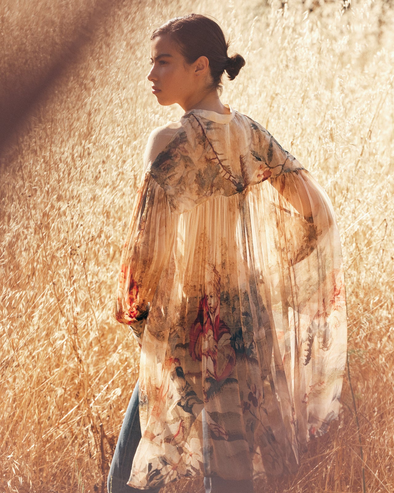 Blouse Arum - Beige : Blouse Oversize impression baroque – Détail Coulissant Mes Demoiselles - Image 6