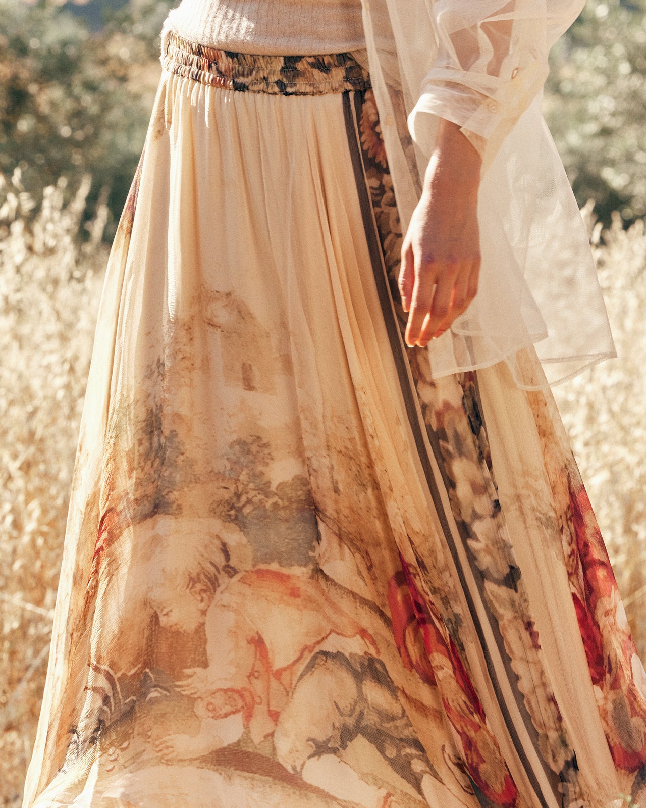 Jupe en Viscose Chiffon – Imprimé Baroque Multicolore : Jupes & shorts Mes Demoiselles - Image 2