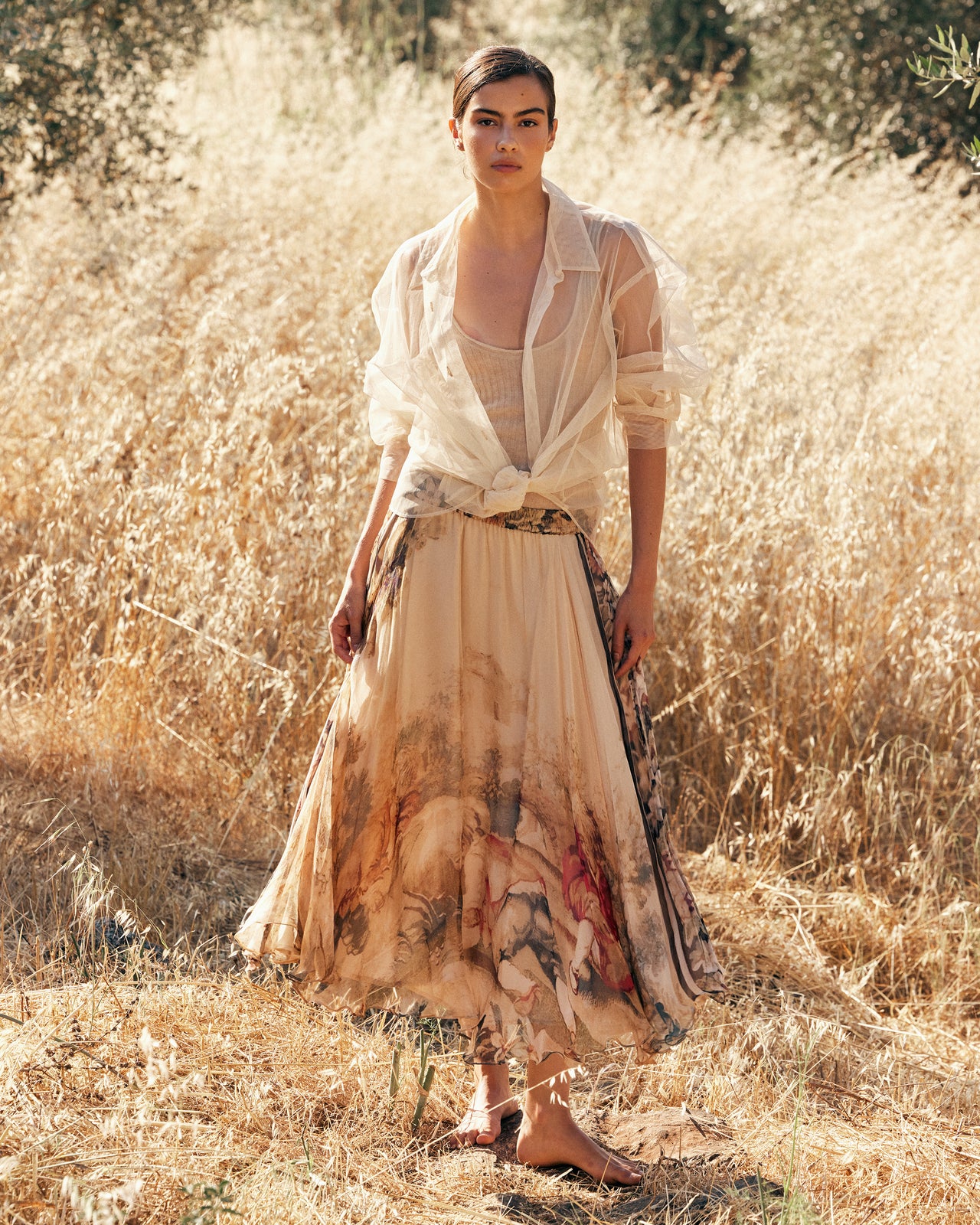 Jupe en Viscose Chiffon – Imprimé Baroque Multicolore : Jupes & shorts Mes Demoiselles - Image 1