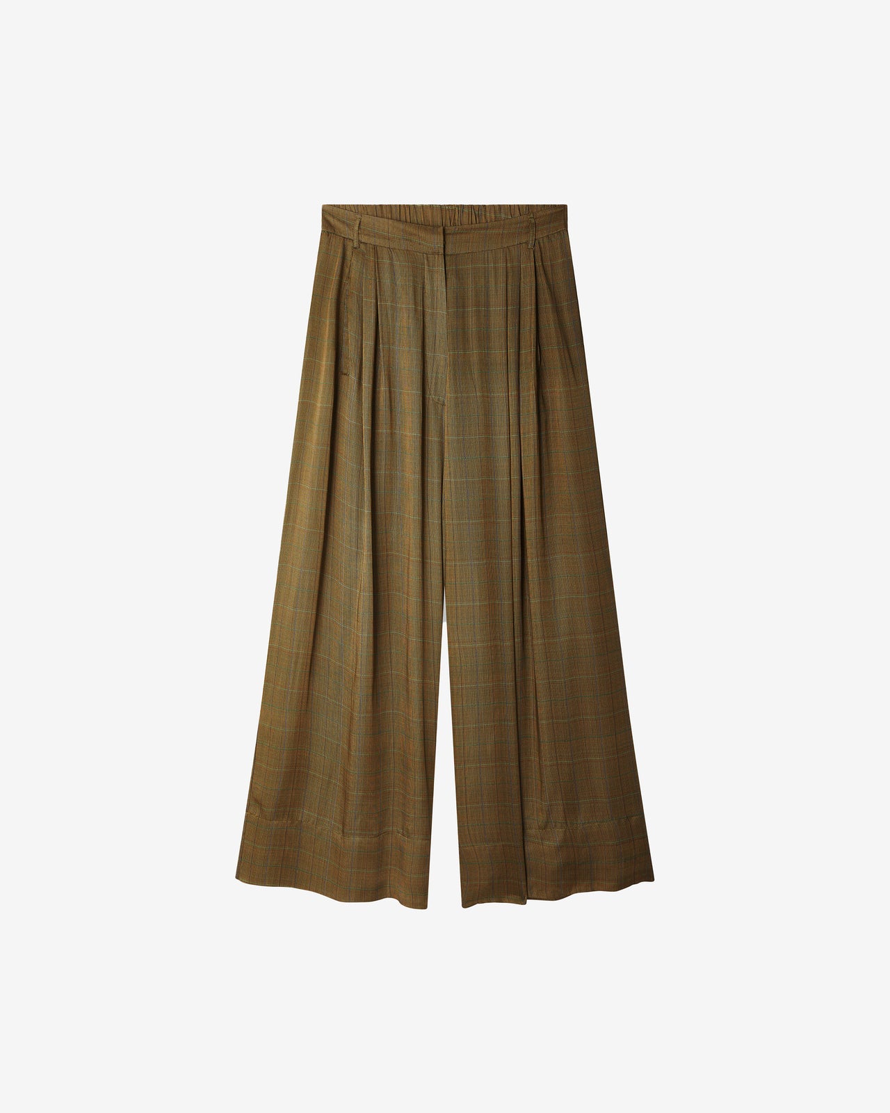 Pantalon Brisa - Kaki : Pantalon ample en viscose satin - carreaux anglais Mes Demoiselles - Image 7