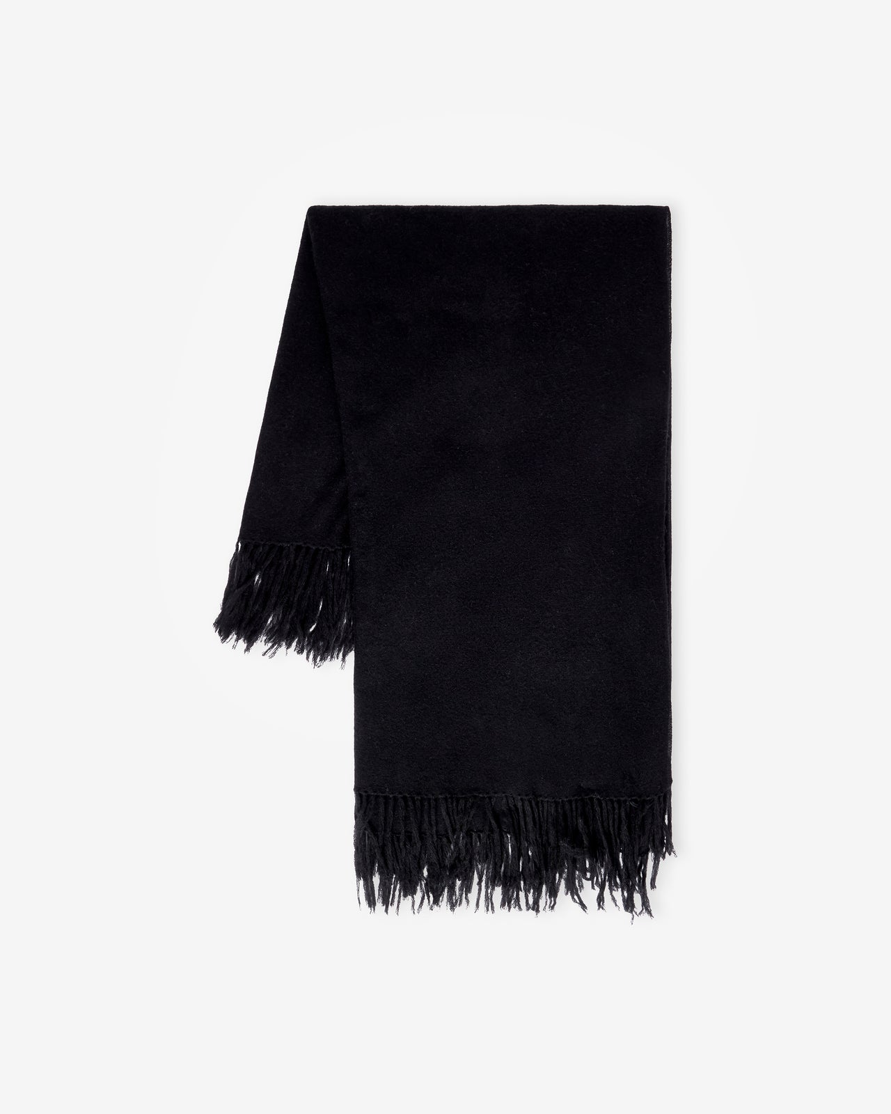 Foulard Long en Laine Duveteuse – Noir & Franges Fait Main : Accessoires Mes Demoiselles - Image 1