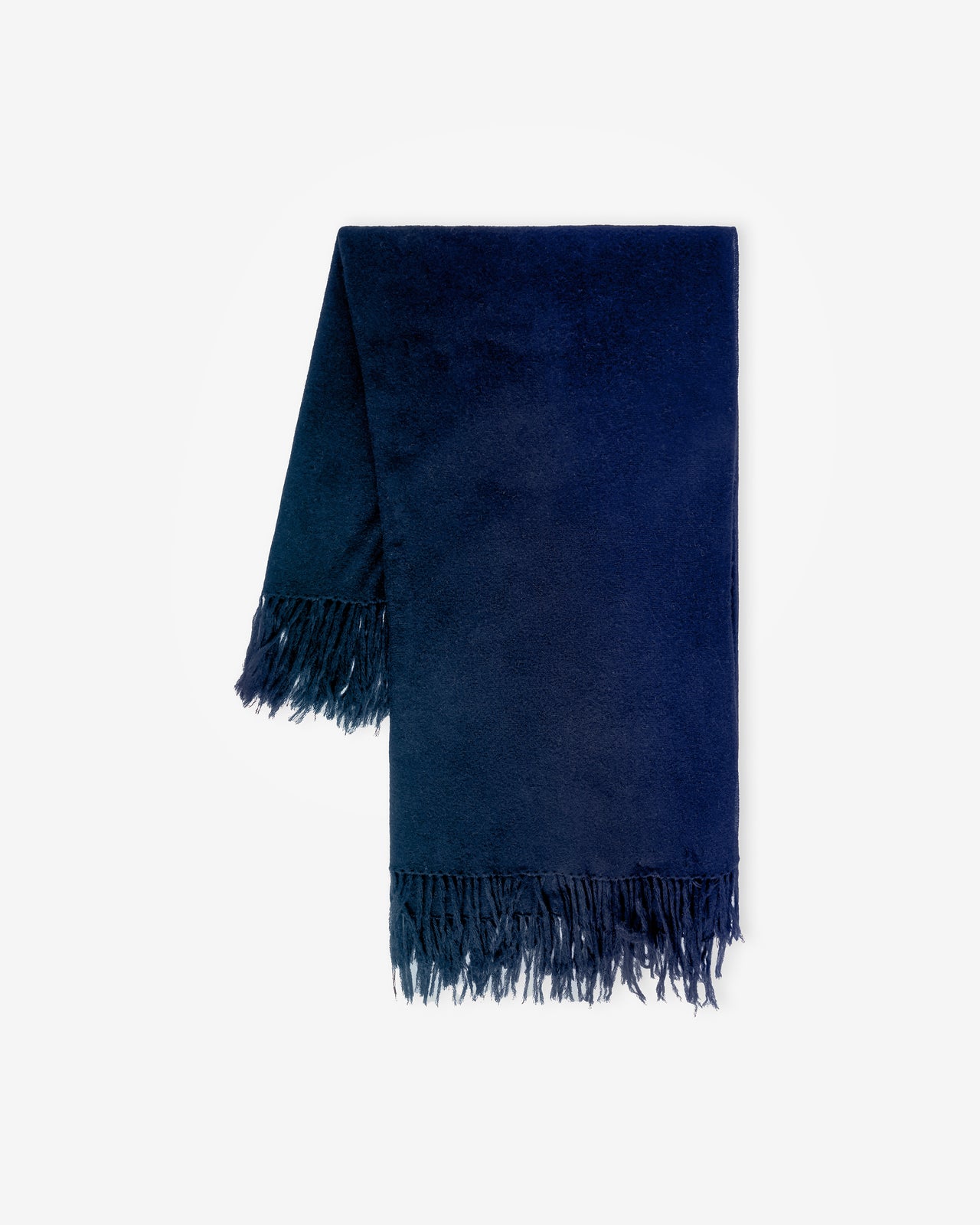 Foulard Carrick Bleu Marine : Foulard Long en Laine Duveteuse Navy & Franges Fait Main Mes Demoiselles - Image 5