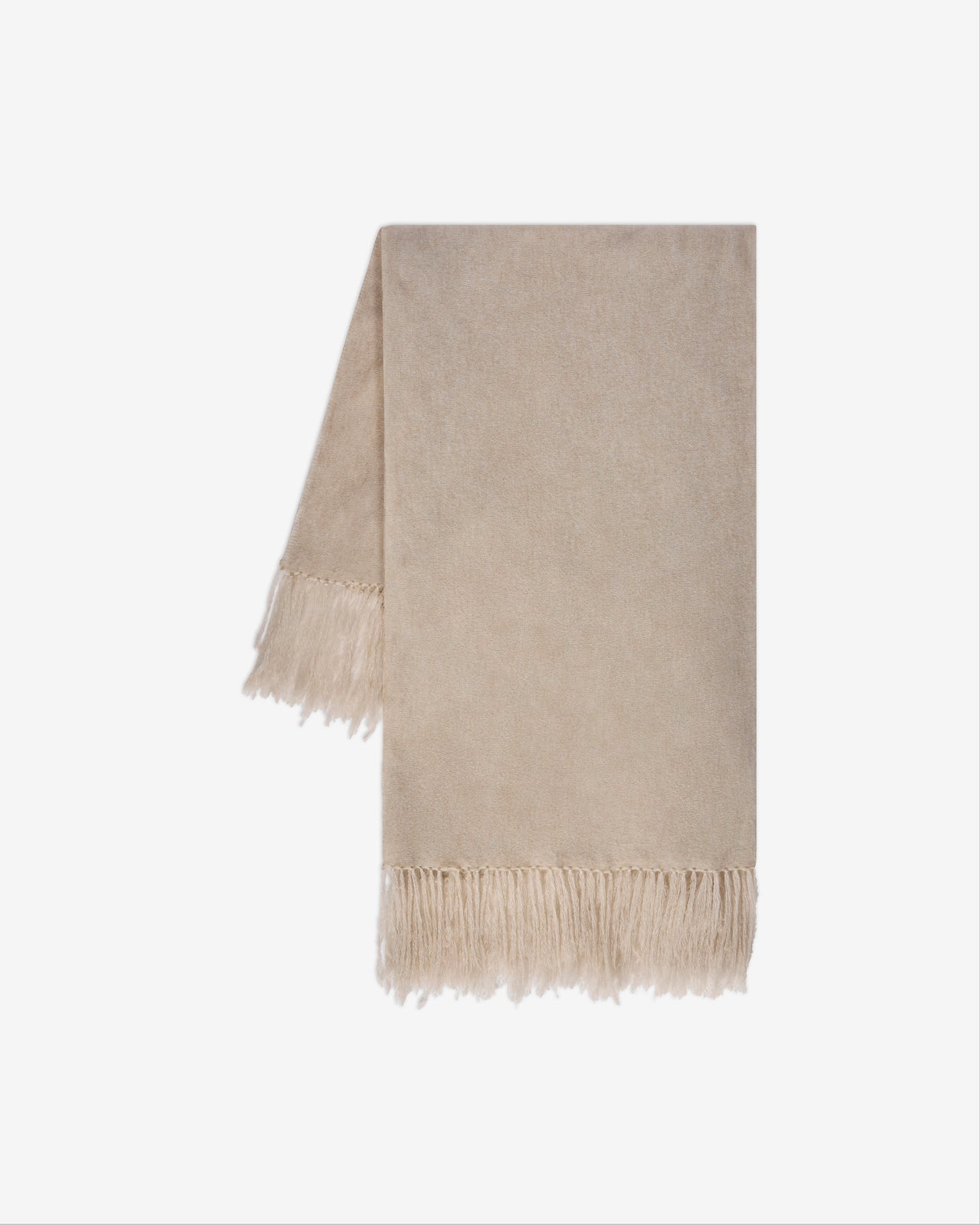 Foulard Carrick - Taupe : Foulard Long en Laine Duveteuse Beige & Franges Fait Main Mes Demoiselles - Image 5