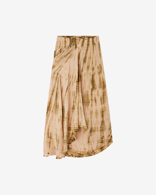 Jupe Clooney - Beige : Jupe paréo en tie & dye kaki sur rose poudré Mes Demoiselles - Dernière image