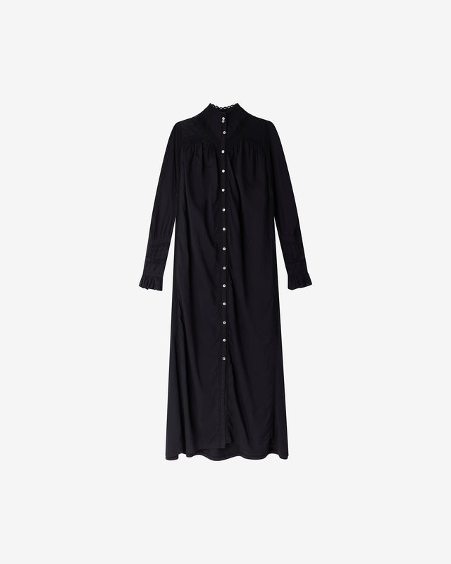 Robe Clury - Noir : Robe longue en coton noir – détails dentelle & esprit vintage Mes Demoiselles - Dernière image