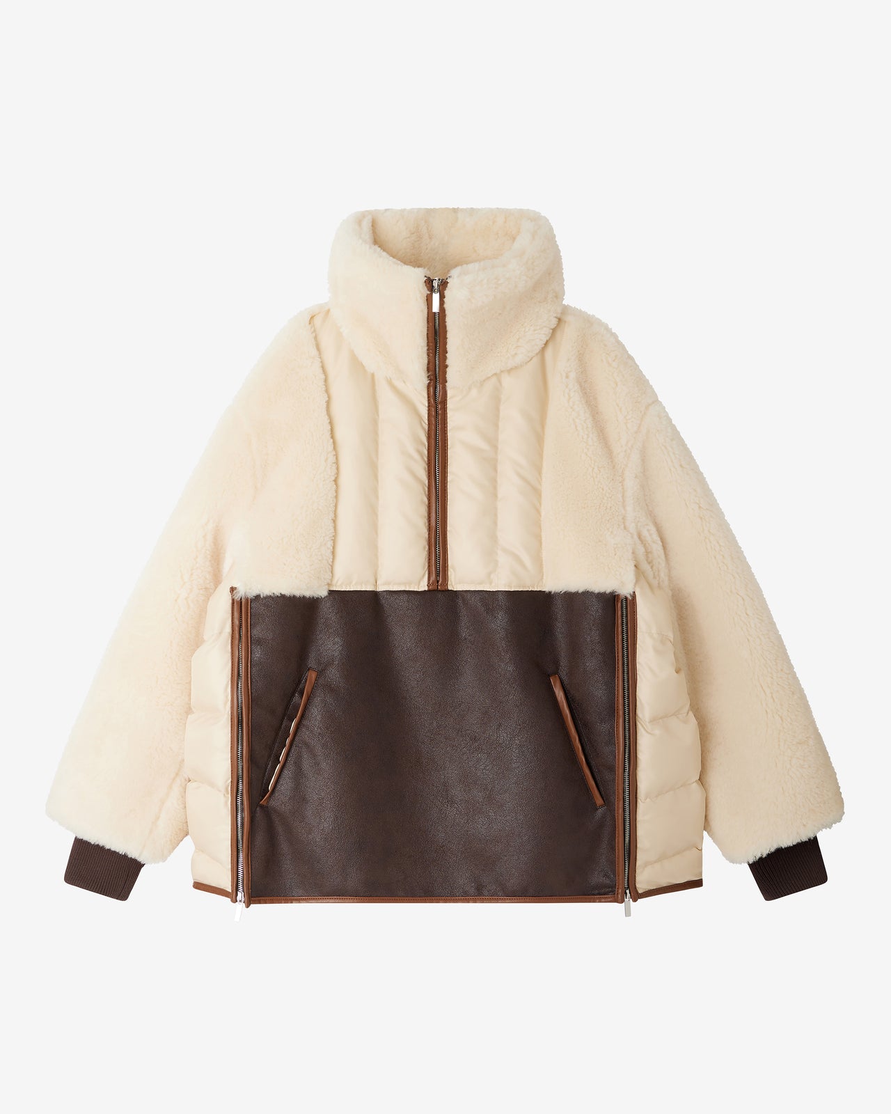 Manteau Coleman Marron : Veste esprit vareuse matières mixtes doudoune et fausse fourrure Mes Demoiselles - Image 8