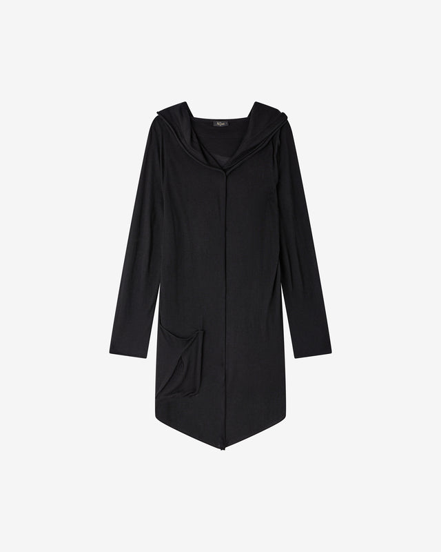 Cardigan Cozue - Noir : Long cardigan en laine soufflée à capuche Mes Demoiselles - Image 1