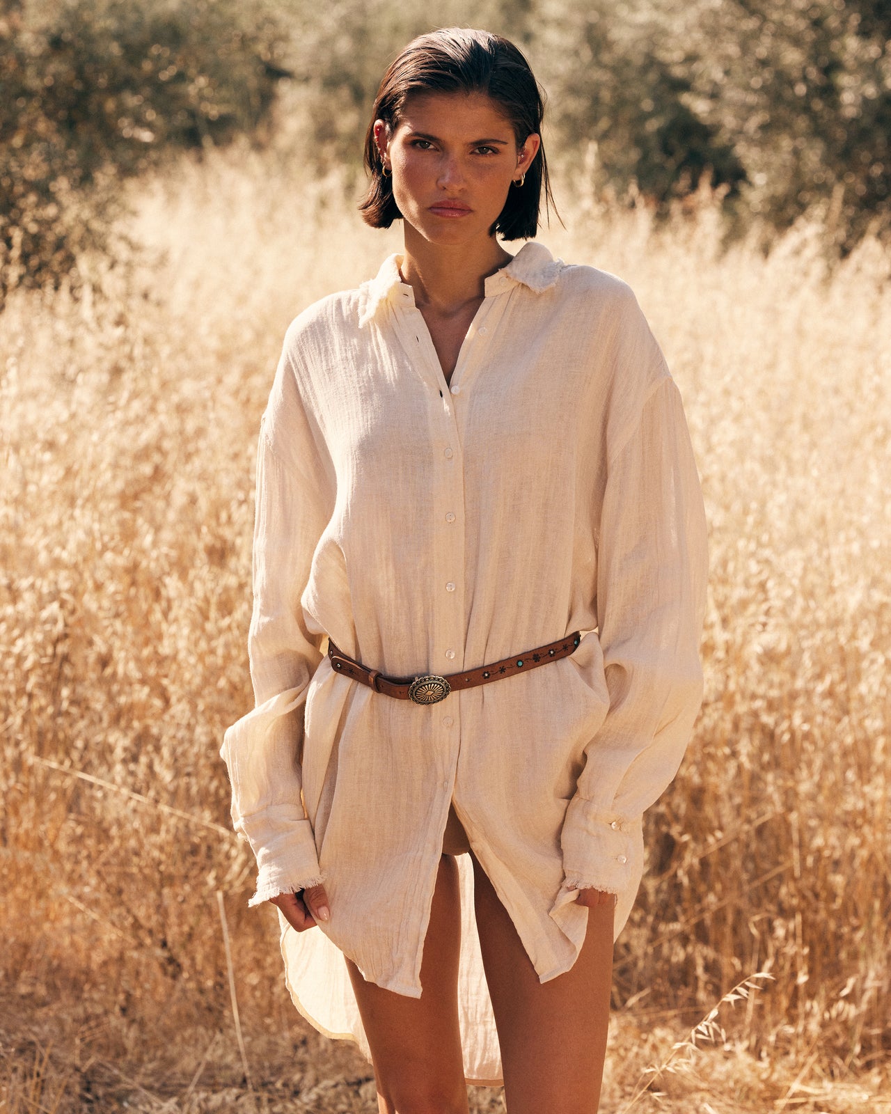 Chemise Longue en Double Coton – Finition Pigment Dye : Chemises & tops Mes Demoiselles - Image 3