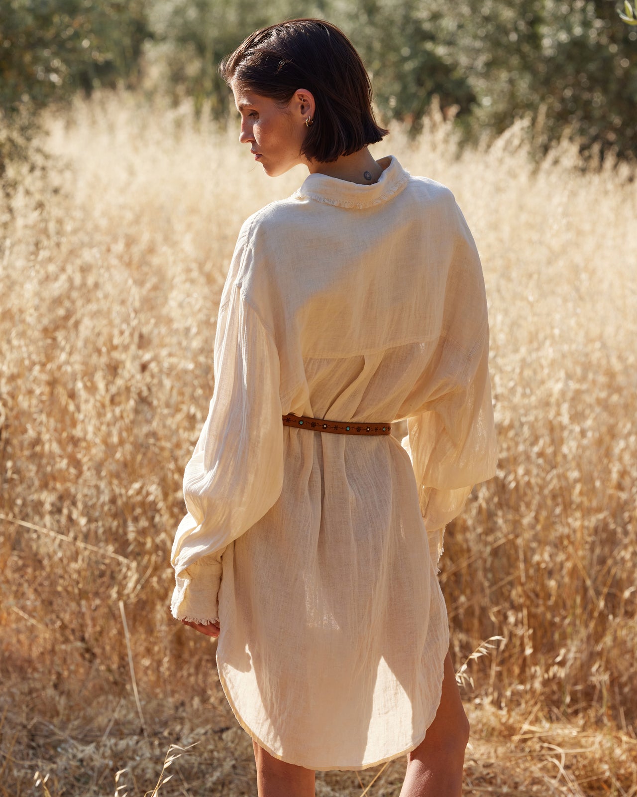 Chemise Crunchy - Ivoire : Chemise Longue en Double Coton – Finition Pigment Dye Mes Demoiselles - Image 6