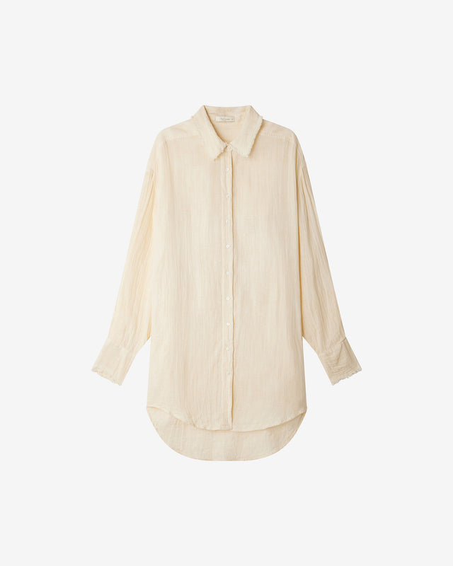 Chemise Crunchy - Ivoire : Chemise Longue en Double Coton – Finition Pigment Dye Mes Demoiselles - Dernière image
