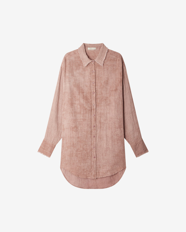 Blouse beige en voile de coton et détails subtils : Chemises & tops Mes Demoiselles - Image 1