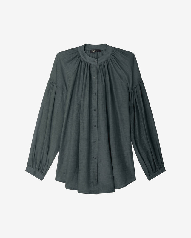 Chemise Culture - Gris : Blouse en Voile de Coton et Soie – Gris Foncé Mes Demoiselles - Dernière image