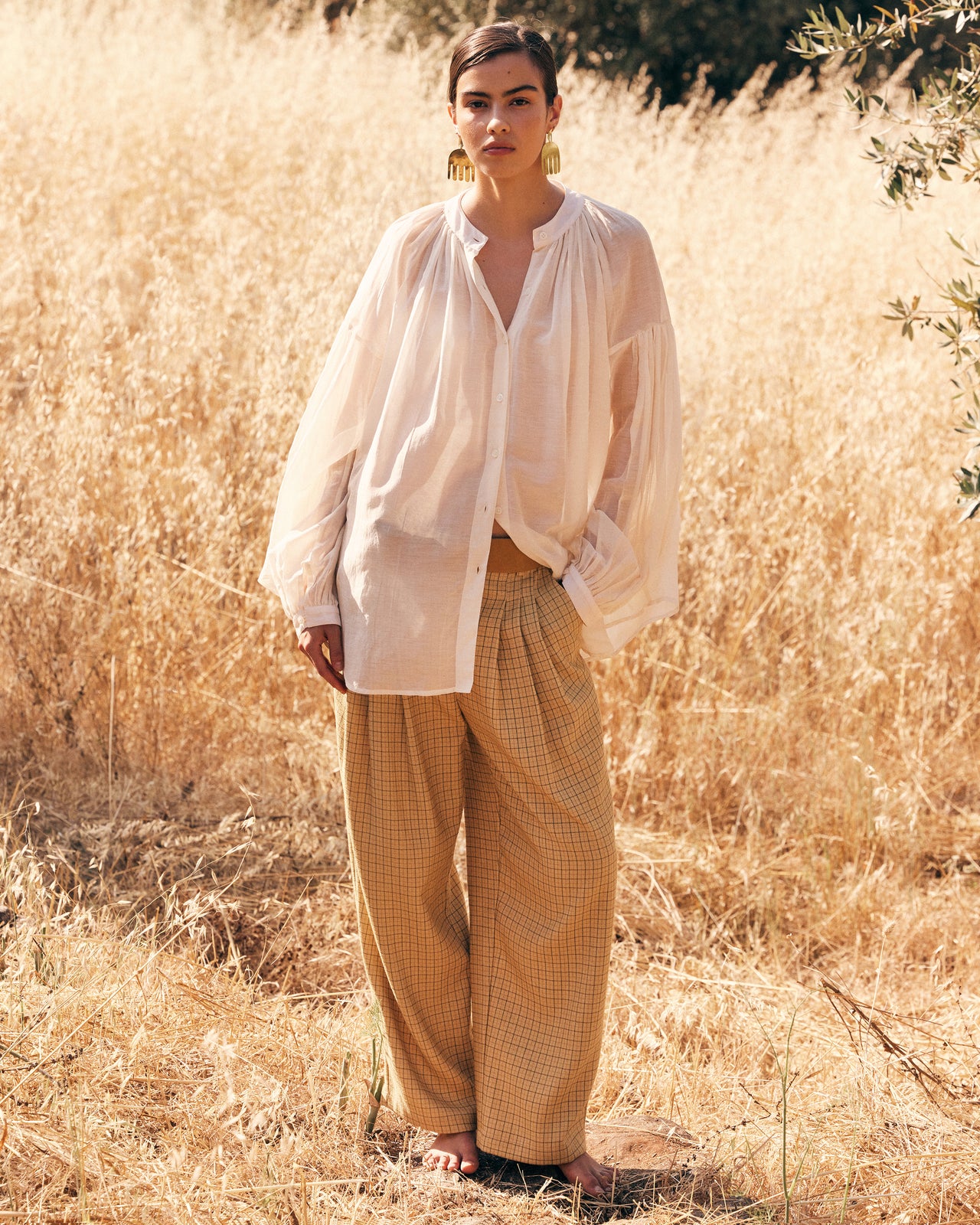 Blouse en Voile de Coton et Soie – Ivoire : Chemises & tops Mes Demoiselles - Image 1