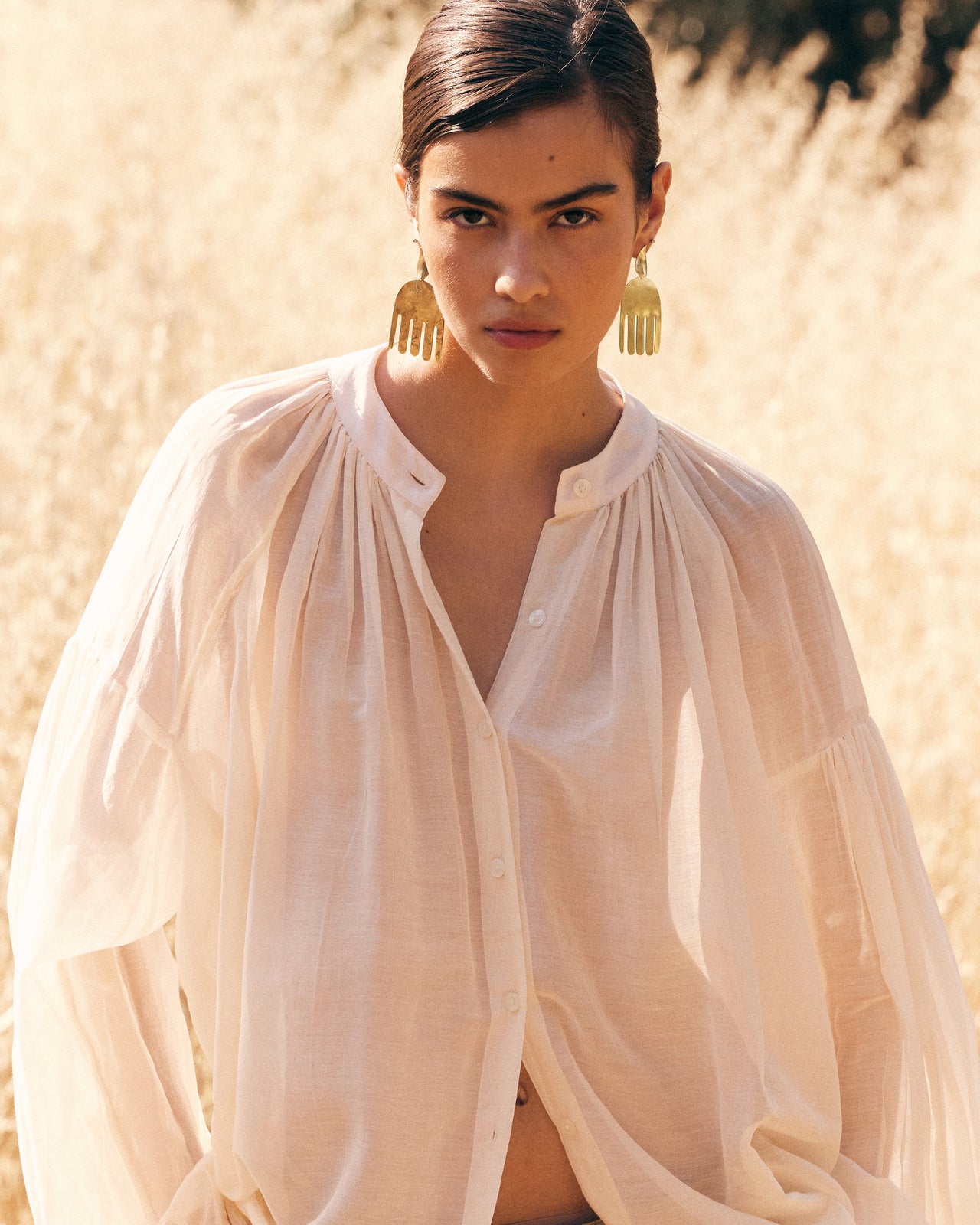 Blouse en Voile de Coton et Soie – Ivoire : Chemises & tops Mes Demoiselles - Image 3