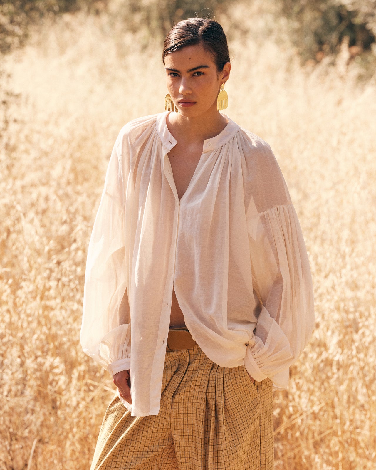 Chemise Culture - Ivoire : Blouse en Voile de Coton et Soie – Ivoire Mes Demoiselles - Image 4