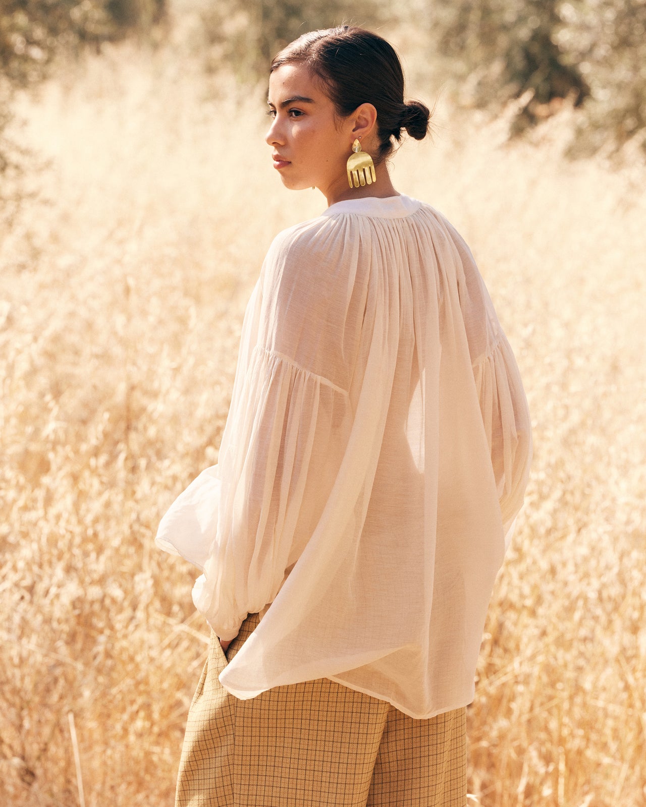 Chemise Culture - Ivoire : Blouse en Voile de Coton et Soie – Ivoire Mes Demoiselles - Image 6