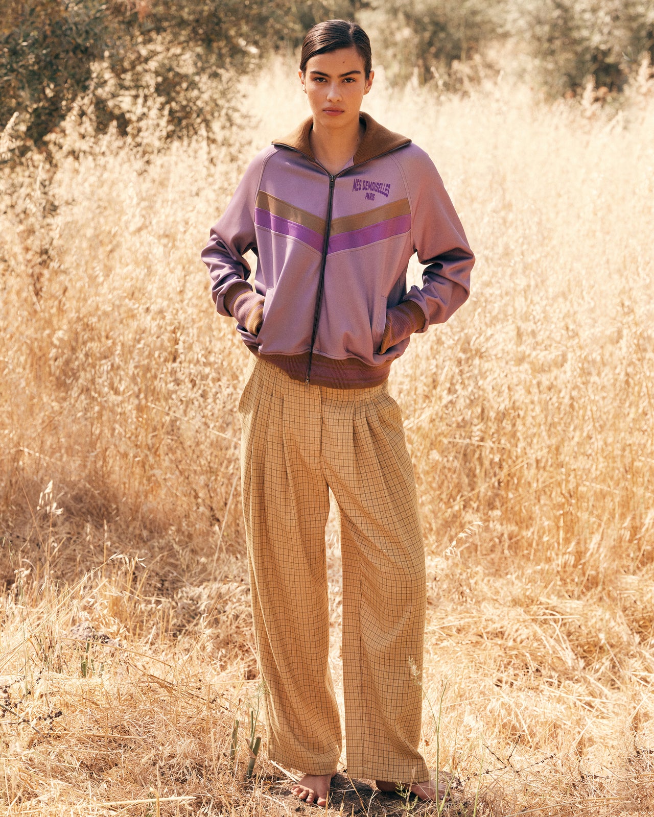 Veste Zippée Style Survêtement – Lavande & Détail Flock : Manteaux & vestes Mes Demoiselles - Image 1