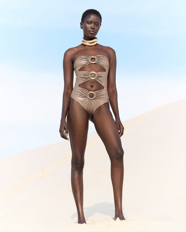 Maillot de bain une pièce Drusille - Taupe - Image 1