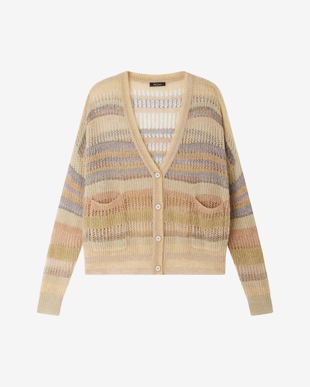 Cardigan Fallord - Beige : Cardigan ajouré à rayures aux nuances beige fondues Mes Demoiselles - Image 6