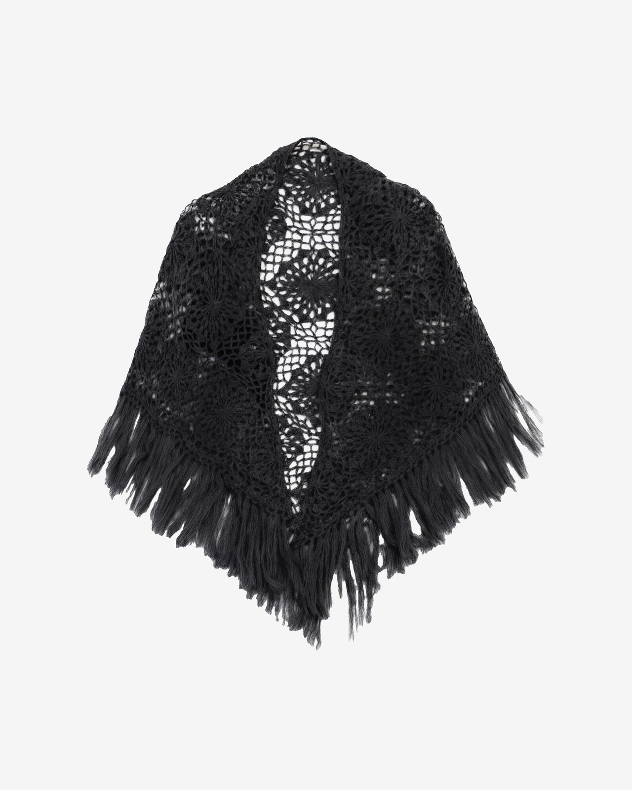 Châle triangulaire au crochet – Motif fleurs noir en alpaca : Accessoires Mes Demoiselles - Image 1