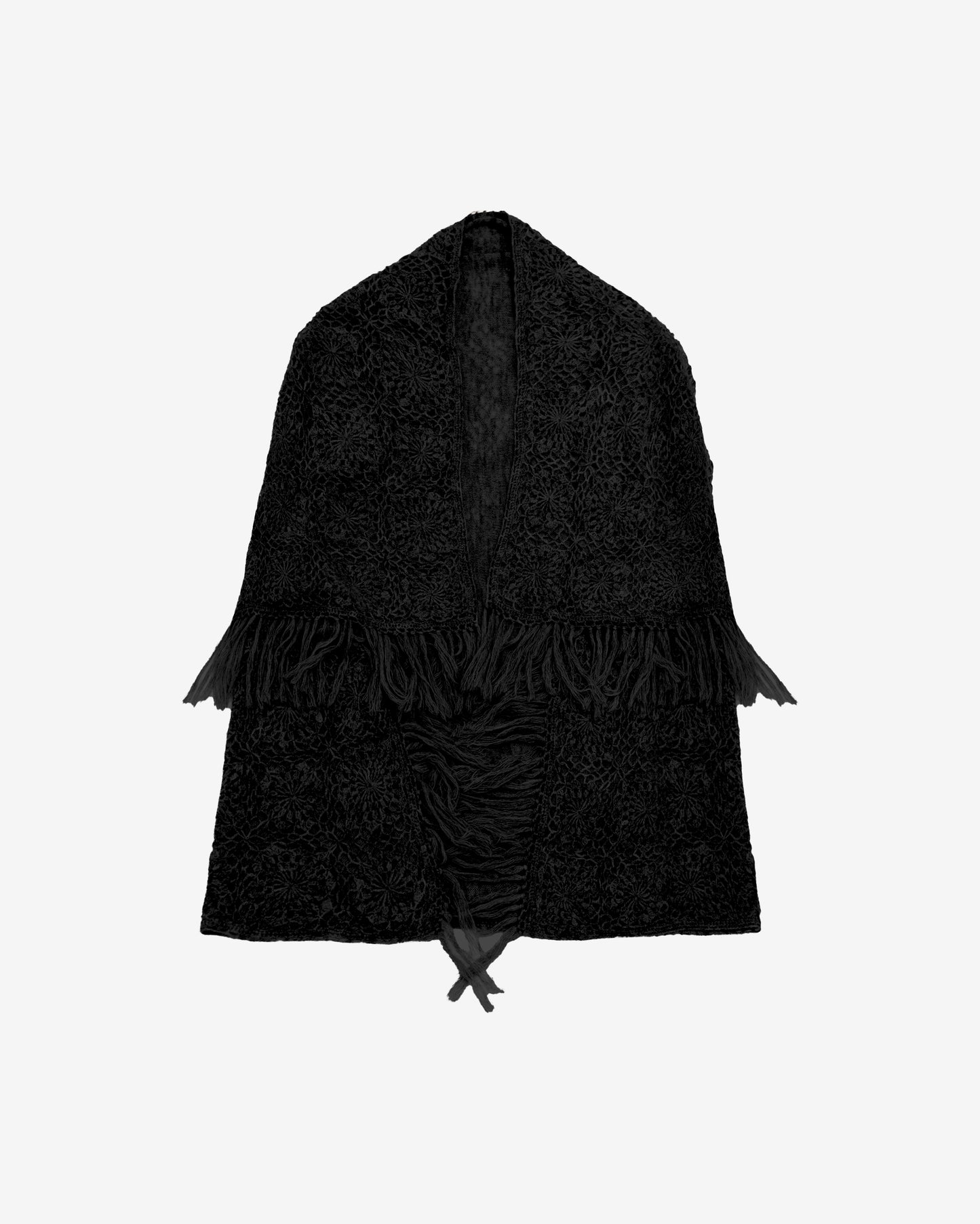 Plaid au crochet fait main – Motif fleurs en alpaca noir - Accessoires Mes Demoiselles