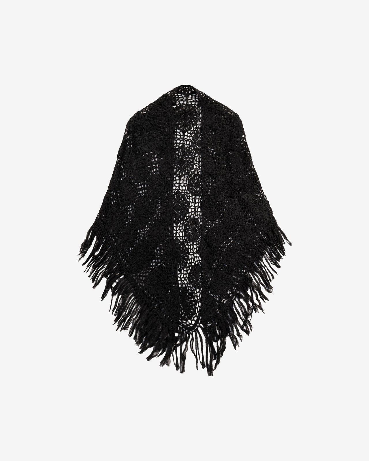 Châle au crochet fait main – Motif fleurs en alpaca noir : Accessoires Mes Demoiselles - Image 1