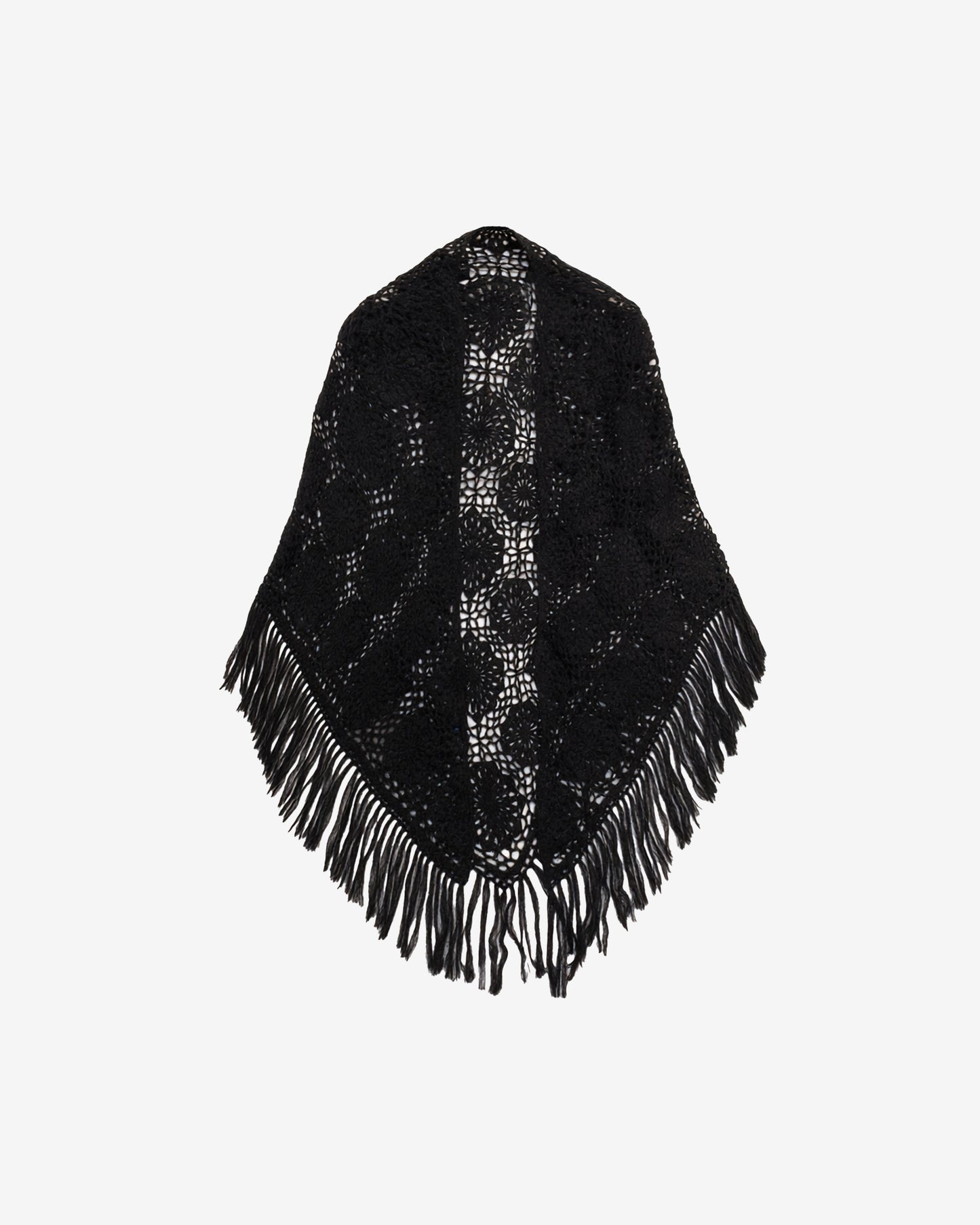 Châle au crochet fait main – Motif fleurs en alpaca noir - Accessoires Mes Demoiselles