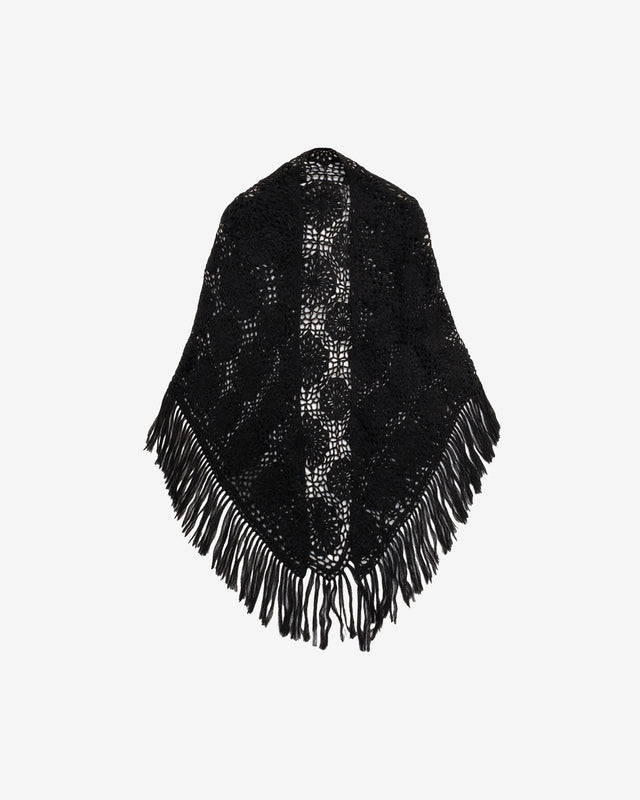 Châle au crochet fait main – Motif fleurs en alpaca noir - Accessoires Mes Demoiselles - Image 3
