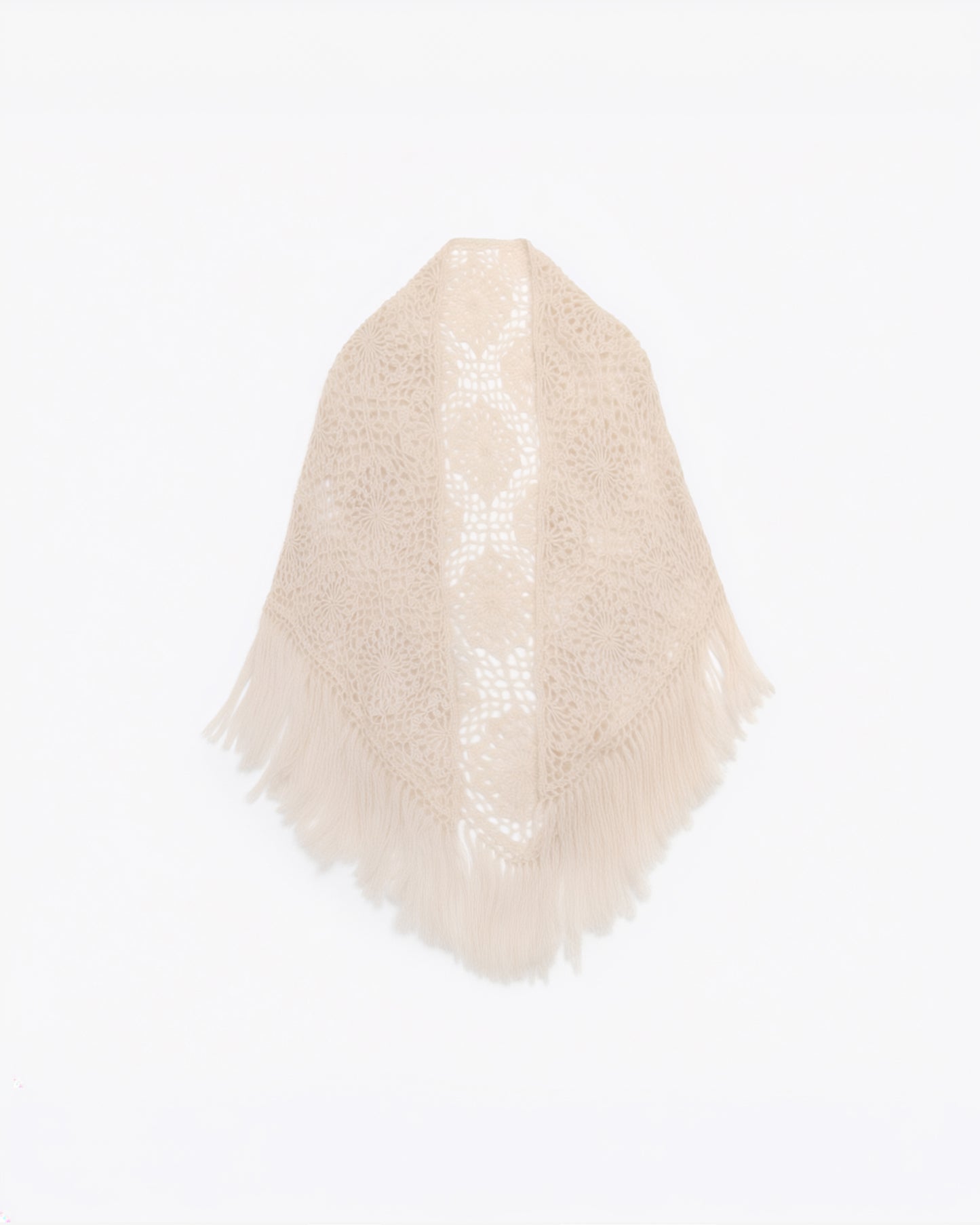 Châle au crochet fait main – Motif fleurs en alpaca ivoire - Accessoires Mes Demoiselles