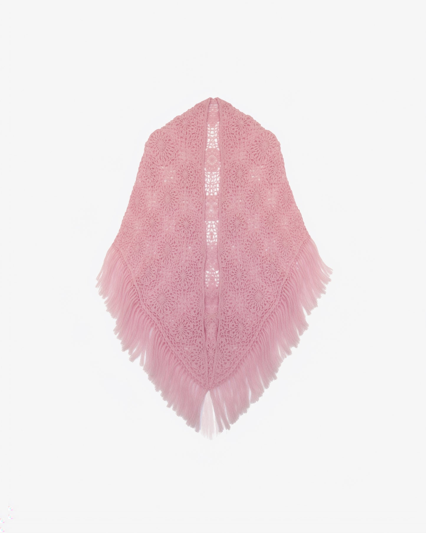 Châle au crochet fait main – Motif fleurs en alpaca rose - Accessoires Mes Demoiselles