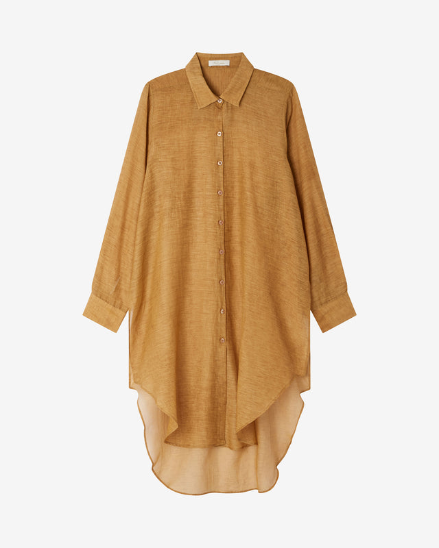 Chemise Frubus - Ocre : Chemise longue en coton et soie ocre Mes Demoiselles - Dernière image
