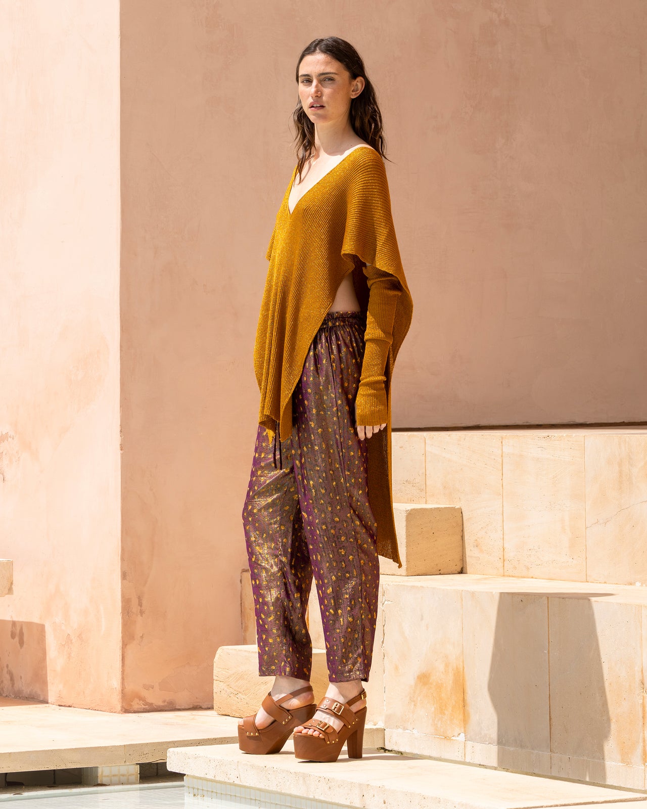 Pantalon en viscose et lurex imprimé : Pantalons & combinaisons Mes Demoiselles - Image 1