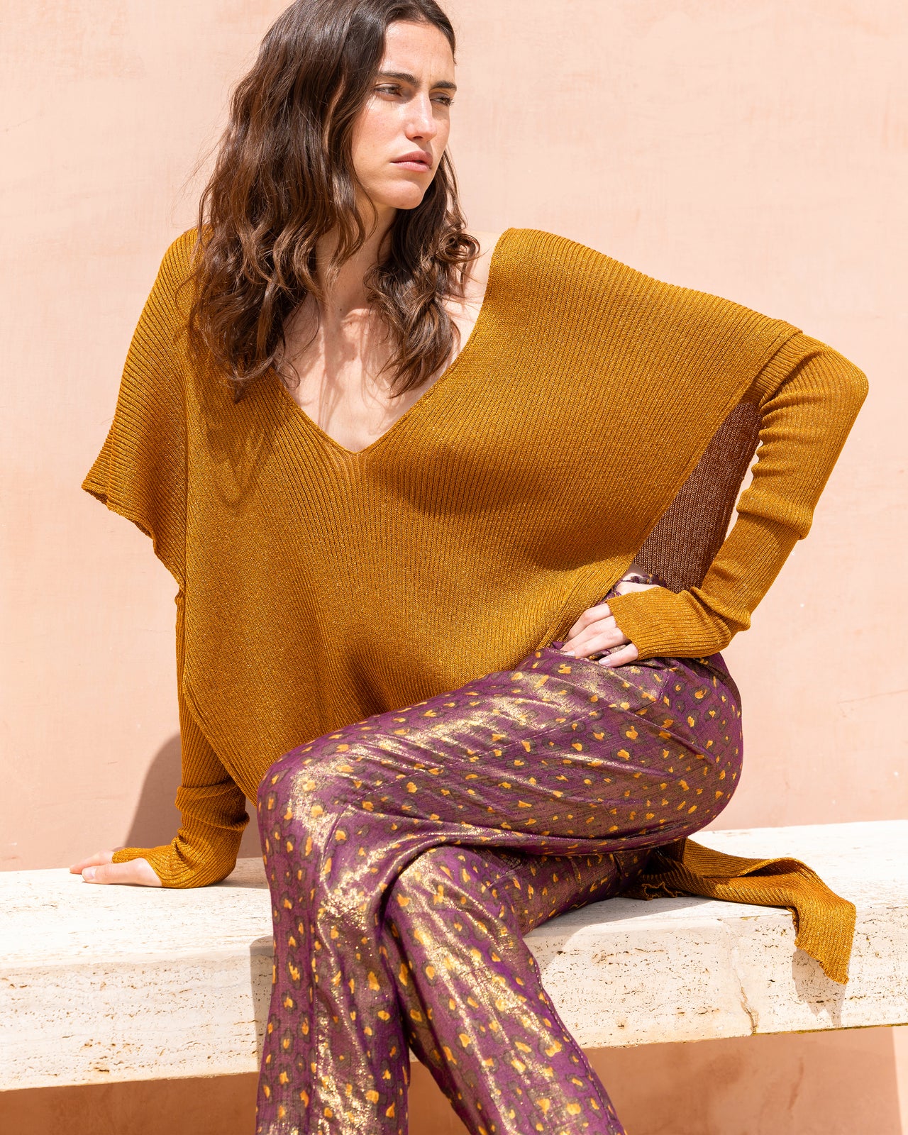 Pantalon en viscose et lurex imprimé : Pantalons & combinaisons Mes Demoiselles - Image 3