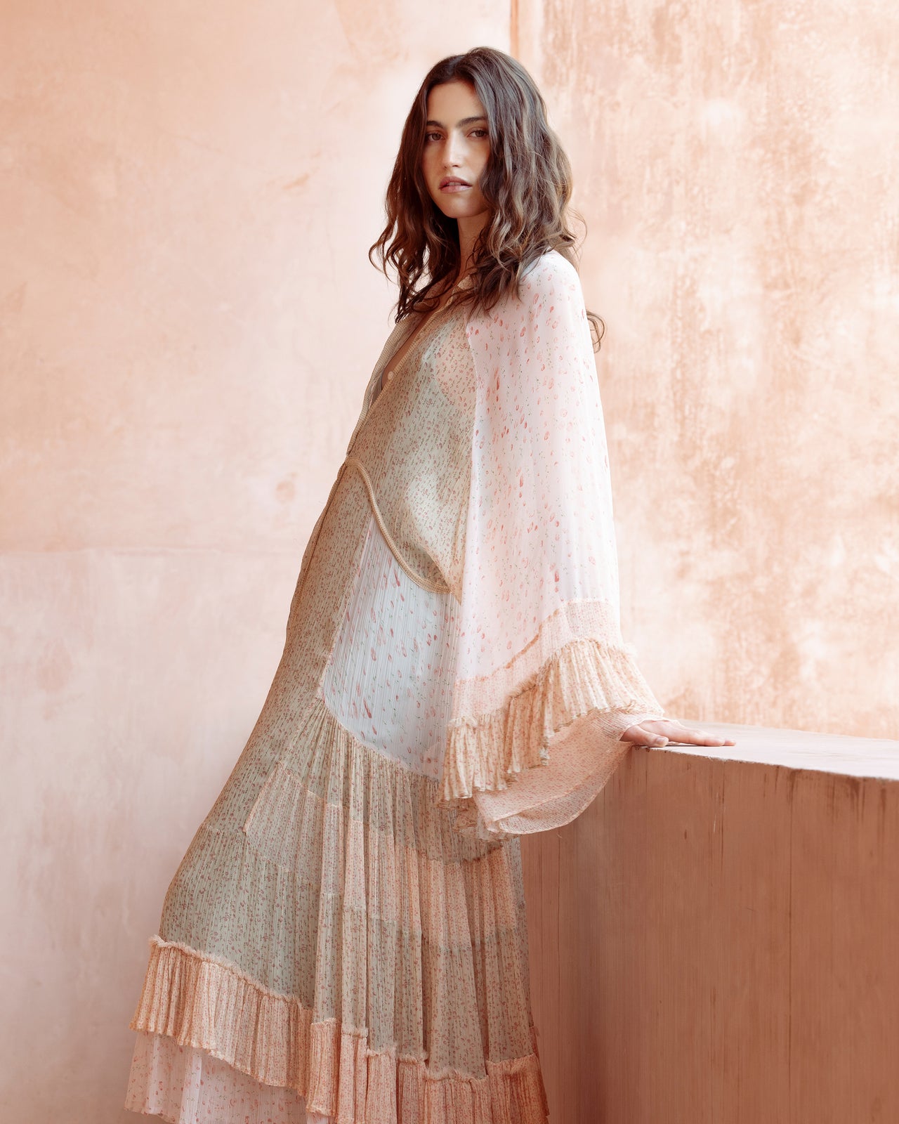 Robe Lubud - Bleu : Robe longue bohème à volants Mes Demoiselles - Image 4